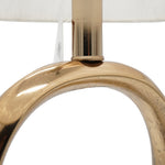D14x28.5' Oval Shape Cut Out Metal Table Lamp with Cream Linen Shade
