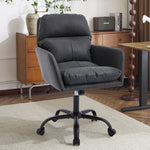 Adjustable Office Chair, Ergonomic Swivel Chair Leather - Black