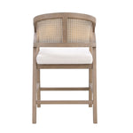 Wooden Frame Counter Stool with Rattan Back - Set of 2