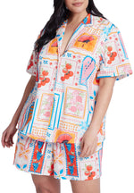 ELOQUII Women's Plus Size Relaxed Short Sleeve Button Down - 20, Souvenir