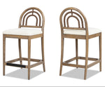 27" Upholstered Counter Stool Set of 2 with Arched Wood Back