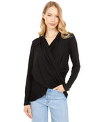 1.STATE Cross Front Cozy Knit Top Rich Black XS