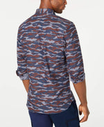 American Rag Mens Shirt Medium Camo Print Pocket Button Up Blue M