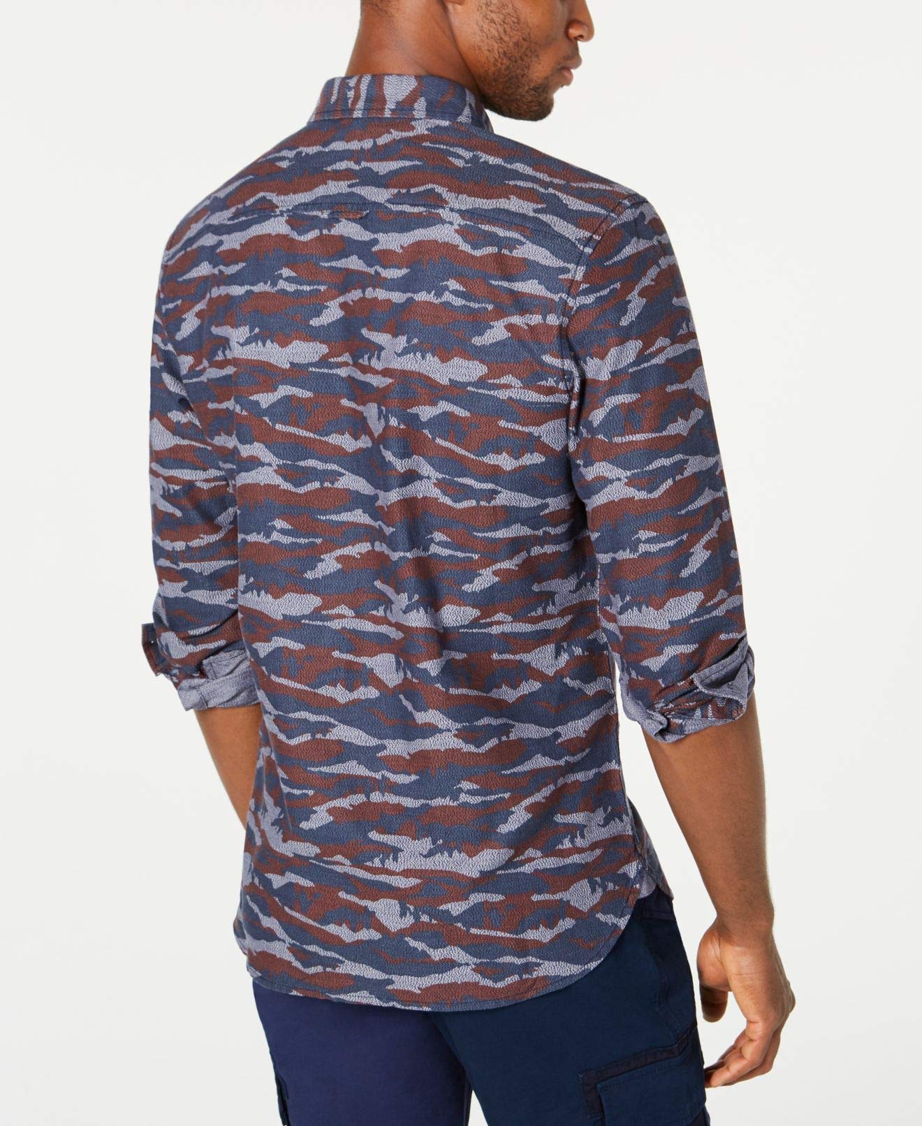 American Rag Mens Cotton Camouflage Button-Down Shirt Navy L