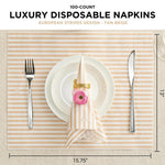 Tonal Striped Disposable Napkin Beige Set of 50 Pieces