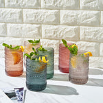 Khen Hobnail Drinking Glasses with Straws | Muted Colors | Set of 6