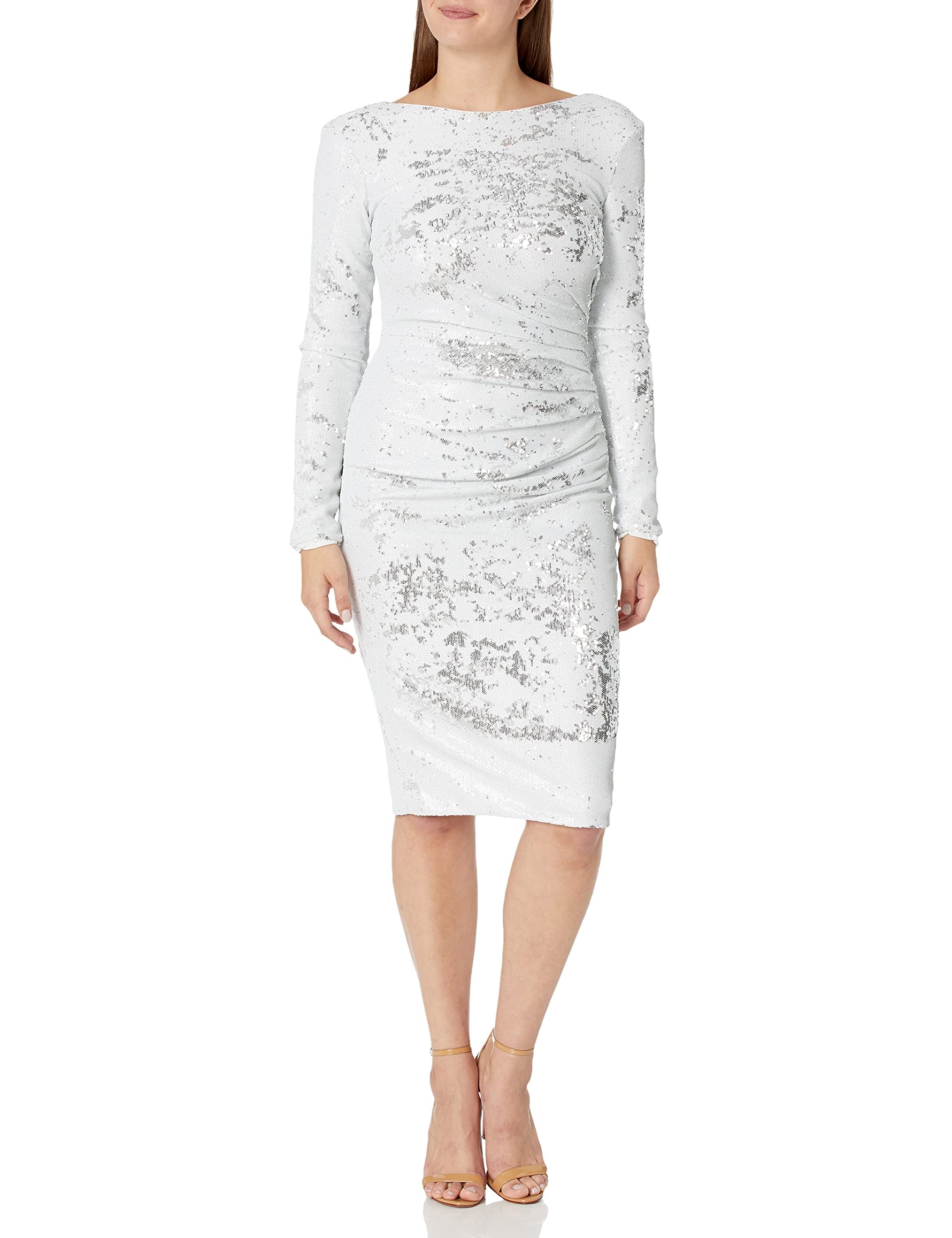 Dress the Population Women's Bodycon, White Multi, XL