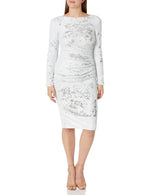 Dress the Population Women's Bodycon, White Multi, XXL