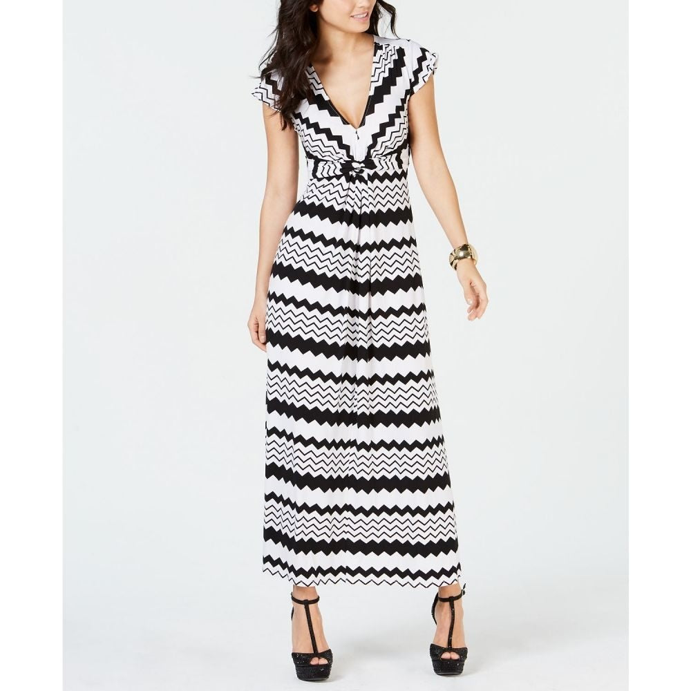 Thalia Sodi Women's Printed Maxi Dress Black/White Size Extra Large