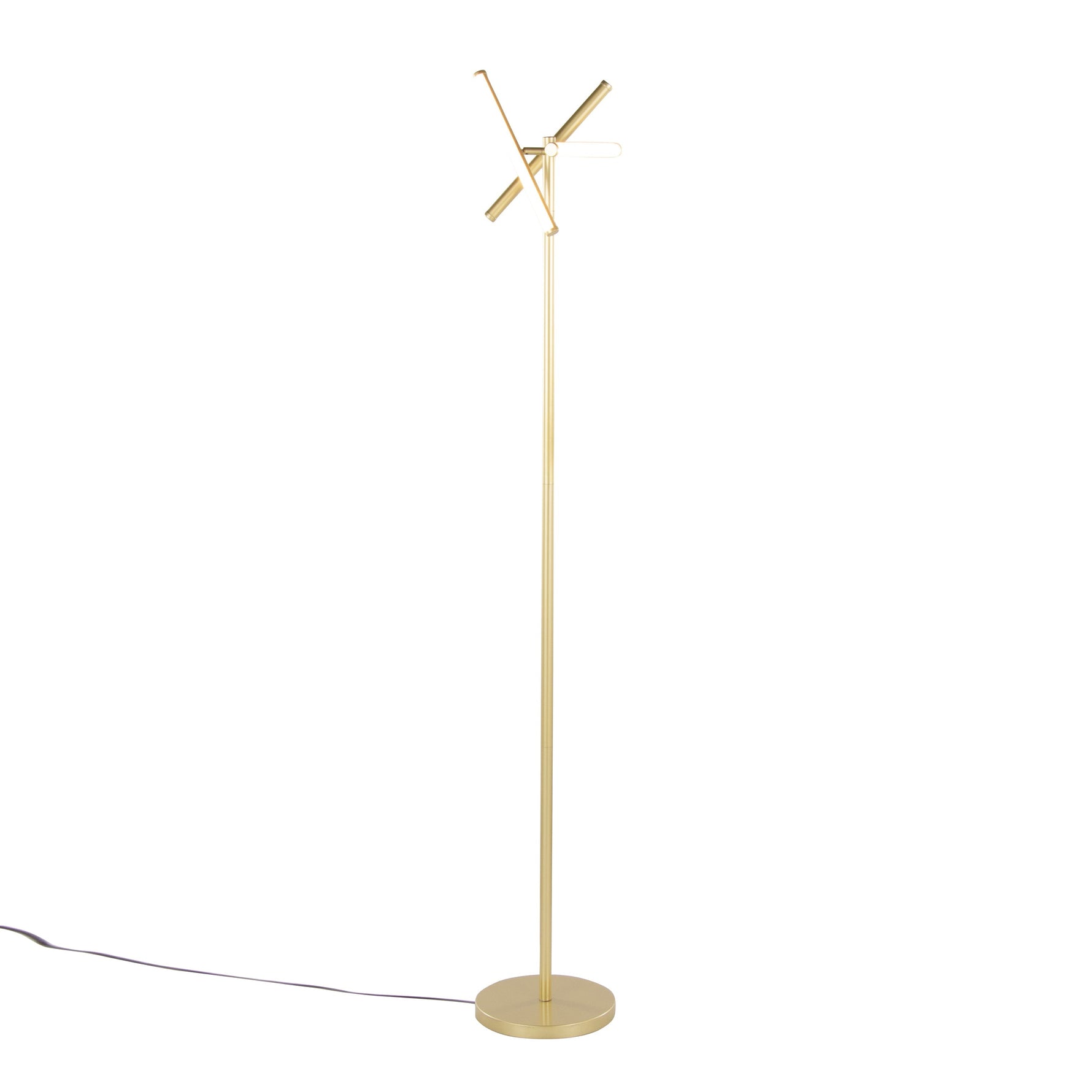 Icicle 65' Modern Swivel Floor Lamp in Gold Metal