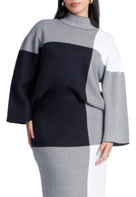 ELOQUII Women's Plus Size Mock Neck Intarsia Sweater - 18/20, Plaid Please