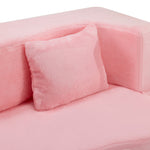 71-Inch Folding Sofa Bed in Pink Chenille with High-Density Foam