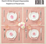 Tonal Striped Disposable Napkin Set in Stripe Red, 50 Pieces