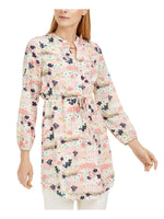 Maison Jules Womens Floral Split Neck Shirtdress Pink L