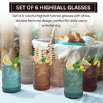 Khen Hobnail Drinking Glasses with Straws | Muted Colors | Set of 6
