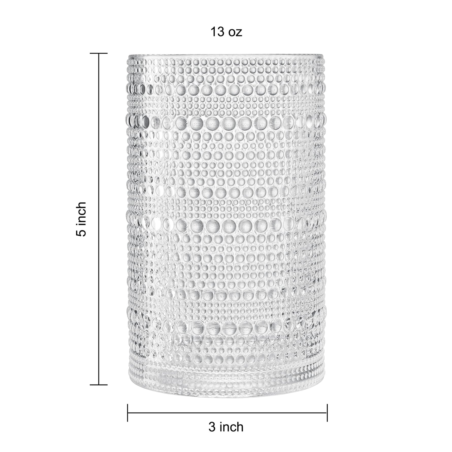 Khen Hobnail Drinking Glasses with Straws | Clear Colors | Set of 6