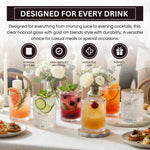Clear Gold Rim Hobnail Glass Set, 6 Piece 10oz Transparent