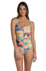 La Blanca Women's Standard Lingerie Mio One Piece Swimsuit, Multi//Soleil, 8