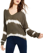 CRAVE FAME Juniors' Tie-Dyed Pullover Sweater Green Size Small
