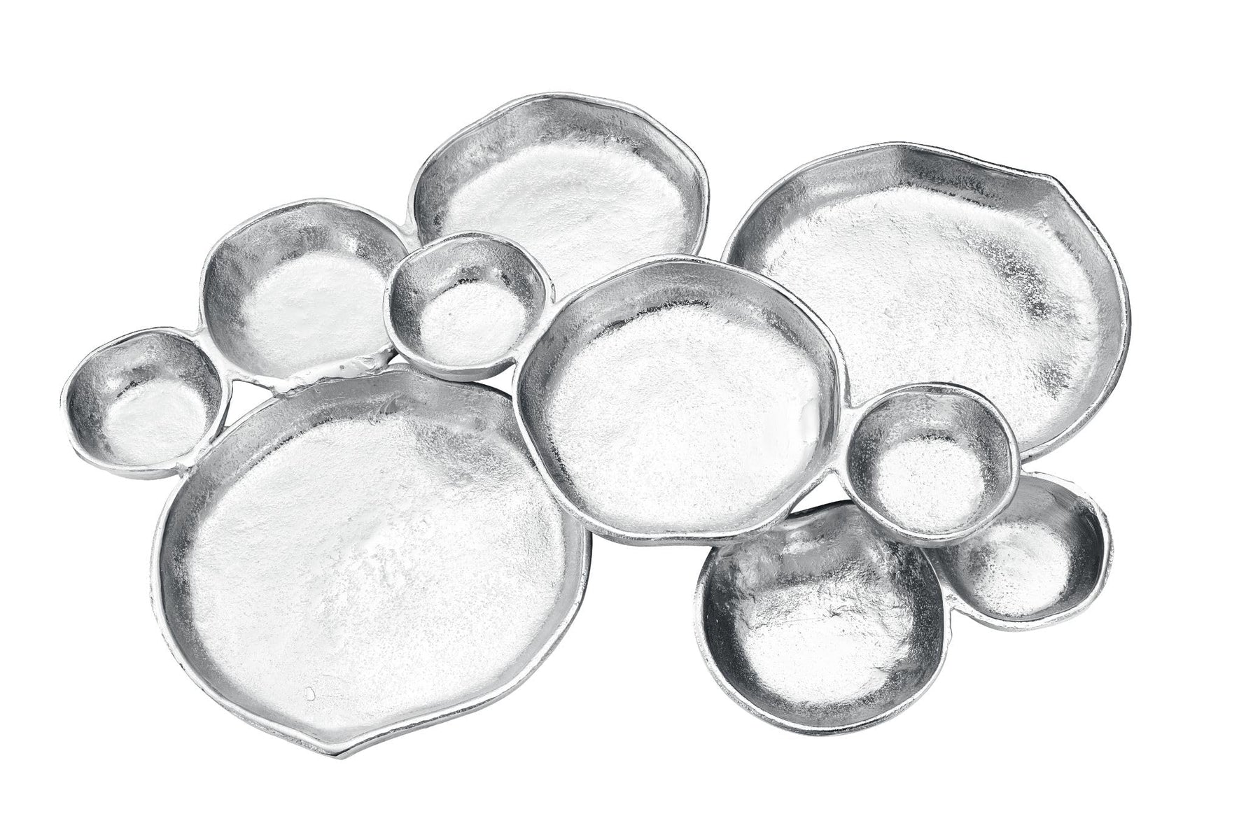 Cluster of 10 Round Serving Bowls Silver Clusters Decorative Tray
