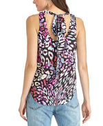 Rachel Roy Womens Animal Print Sleeveless Top Black XS