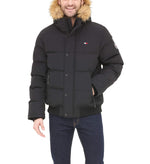 Tommy Hilfiger Men's Quilted Arctic Cloth Snorkel Bomber Jacket with Removable Hood (Standard and Big & Tall), Black, Large