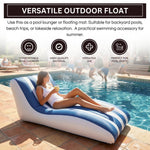 Mediterranean Stripe Lounger, 1 Piece, 60x32 Inch Blue