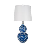 D13x25.7' Blue and White Round Two-Tiered Ceramic Vase Lamp