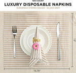 Tonal Striped Disposable Napkin Set in Smoke, 50 Pieces