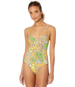 Tory Burch Women's Printed Underwire One Piece, Brown Wallpaper Floral, M