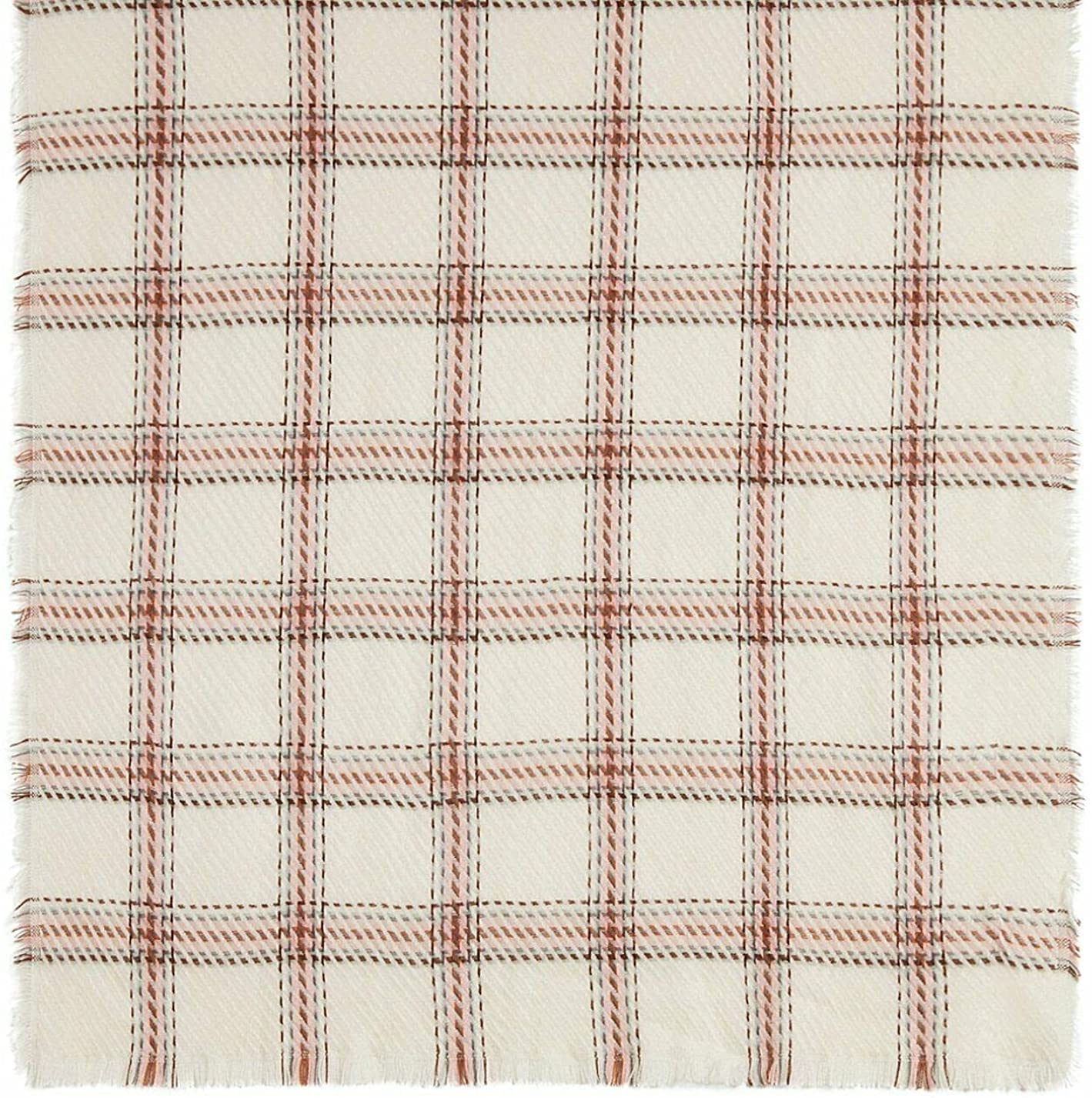 Cejon Heritage Plaid Blanket Scarf, Creme