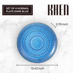 Glass Hobnail Dinner or Charger Plates | Set of 4 | Dark Blue