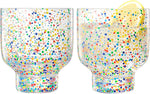 Khen Confetti Stemless Tumblers Set Colorful Drinkware - 12oz Clear