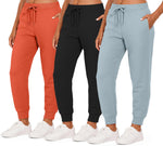 Real Essentials 3 Pack: Women's Ultra-Soft & Warm Fleece Joggers Sweatpants with Pocket