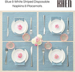 Tonal Striped Disposable Napkin Blue Set of 50 Pieces