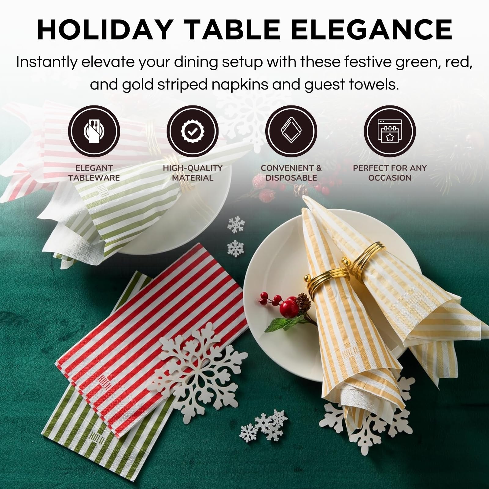 Tonal Striped Disposable Napkin Set 100 Pieces