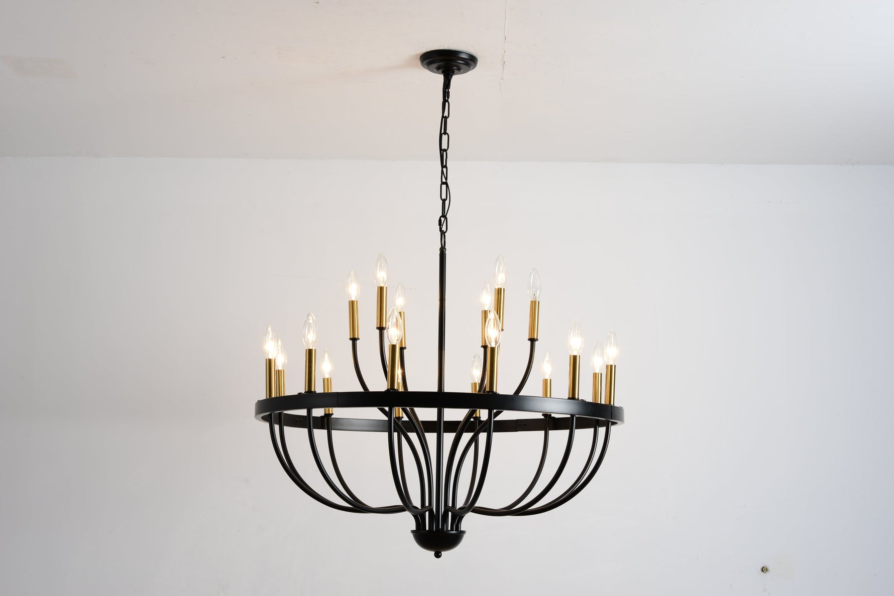 15-Light Industrial Iron Candle Chandelier Modern Farmhouse Pendant Light
