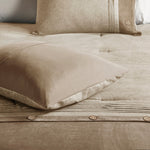 7 Piece Faux Suede Comforter Set Tan Queen