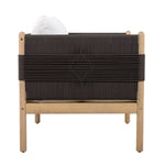 Outdoor Acacia Club Chairs (Set of 2) with Diamond-Pattern Black Rope, Light Teak Finish