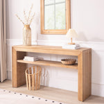 Rustic Solid Wood Console Table with Storage Shelf
