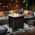 28" Propane Gas Fire Pit Table, 50000 BTU Square Steel Fire Pit