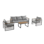 4-Pieces Outdoor Metal Patio Furniture Set with Cushions