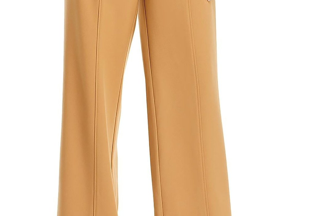 Avec Les Filles Cutout Waist Wide Leg Pants Camel