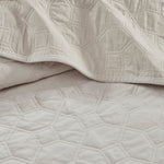 3 Piece Velvet Quilt Set Ivory King/Cal King