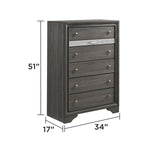 Traditional Queen 5 Piece Storage Bedroom Set in Gray Wood