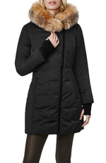 Bernardo Puffer Jacket with Faux Fur Trim in Black, Size Xx-Large
