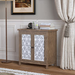 Rustic Natural Aged Brown Solid Wood Transitional Storage Cabinet – 31.89'