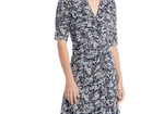 Sea New York Suzie Ruched Midi Dress Navy