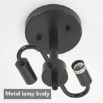Ceiling Light Fixtures Flush Mount Indoor Outdoor Ceiling Light with Water Ripple Glass Shade (Black)