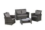 4 Pieces Outdoor Patio Furniture Sets Garden Rattan Chair Wicker Set